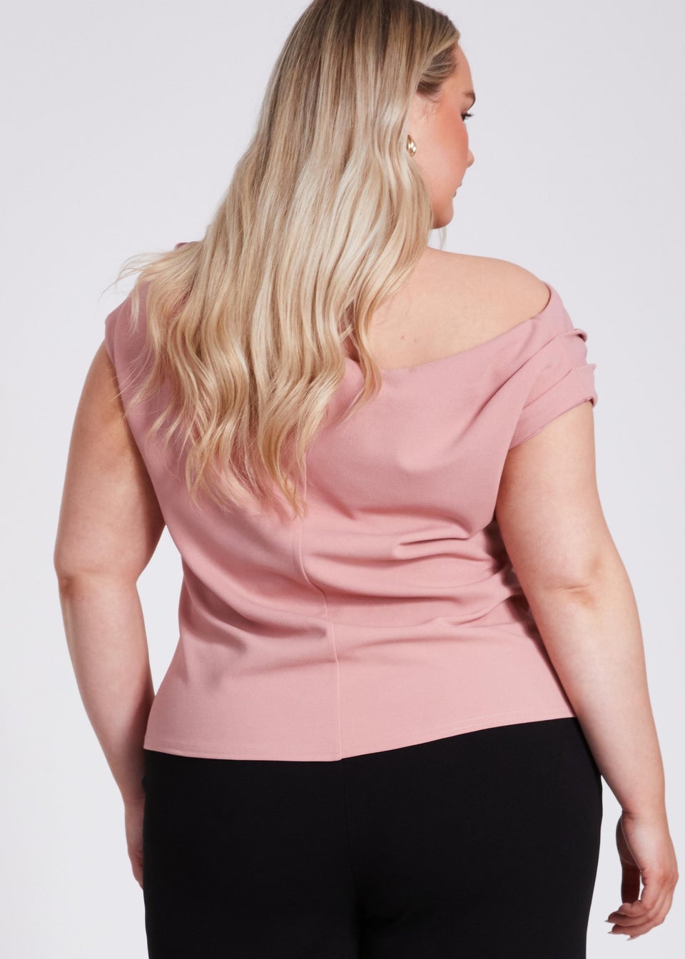 Quiz Pink Curve Drape Neck Top