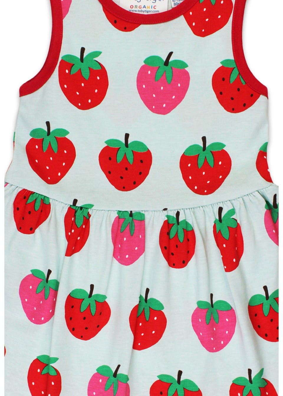 Toby Tiger Organic Red Strawberry Print Summer Dress (12 months - 8 years)