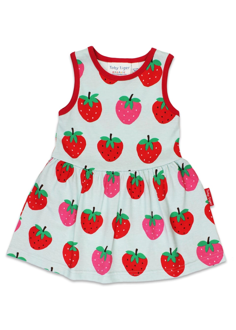 Toby Tiger Organic Red Strawberry Print Summer Dress (12 months - 8 years)