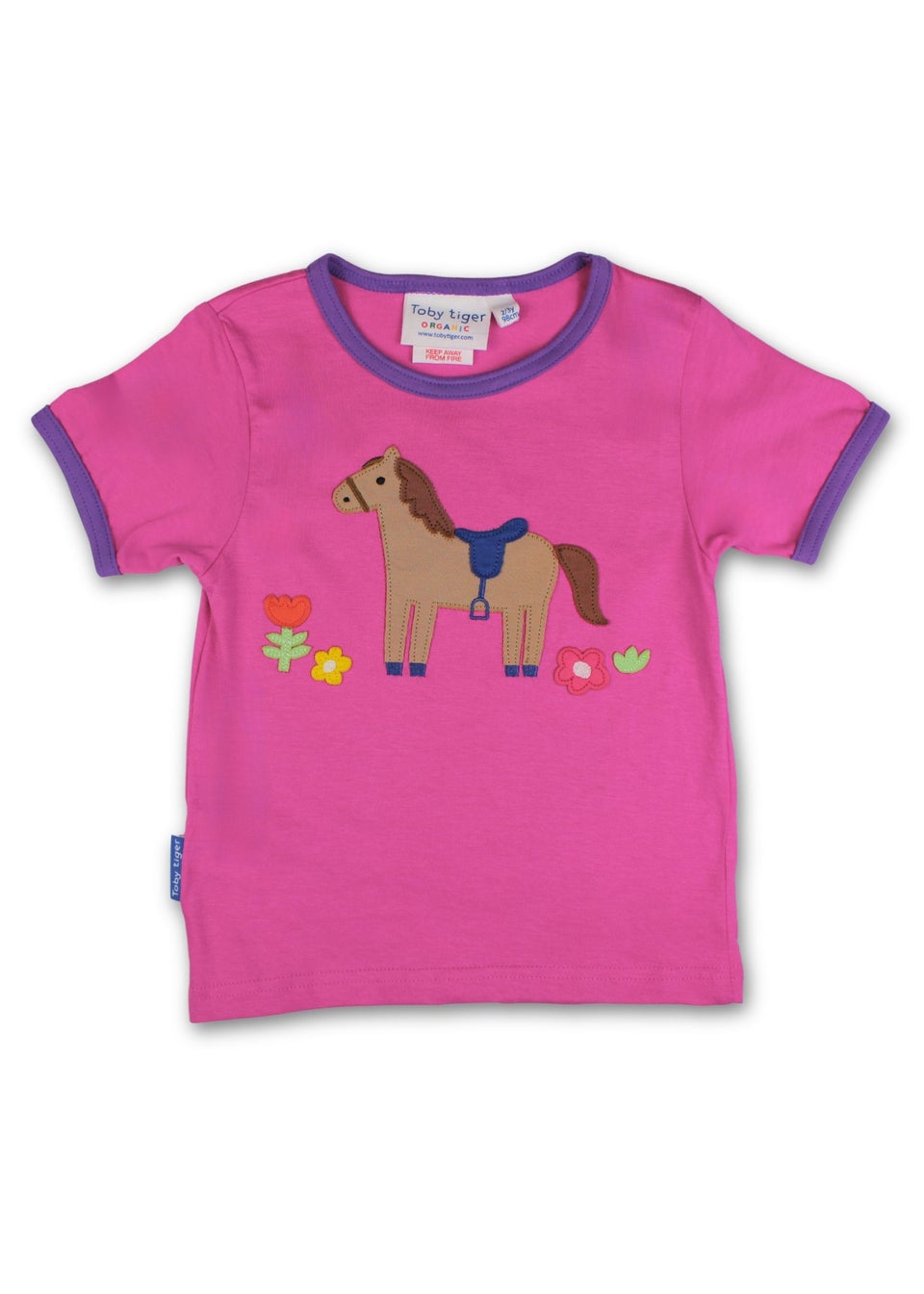 Toby Tiger Organic Pink Pony Applique T-Shirt (6 months - 8 years)