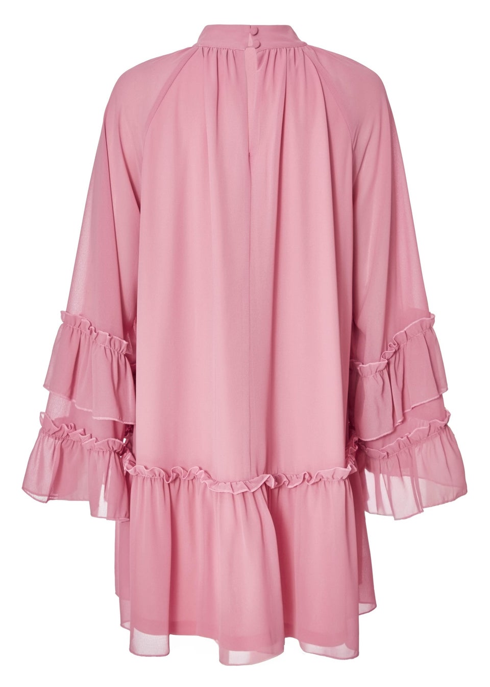 Quiz Pink Chiffon Frill Mini Dress