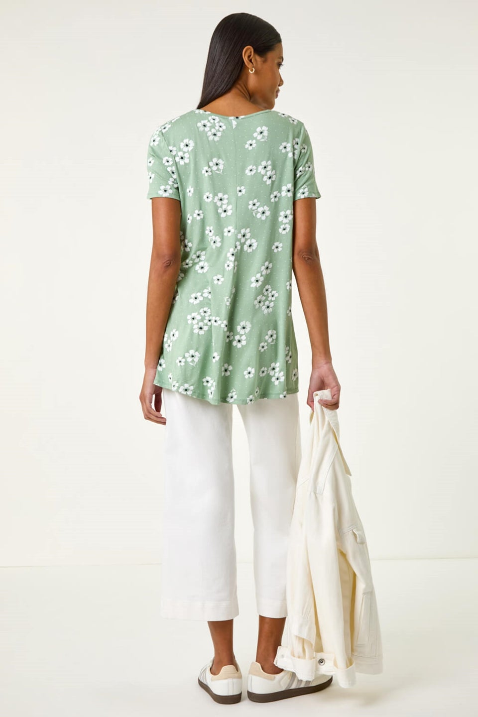 Roman Sage Floral Spot Print Tunic Top