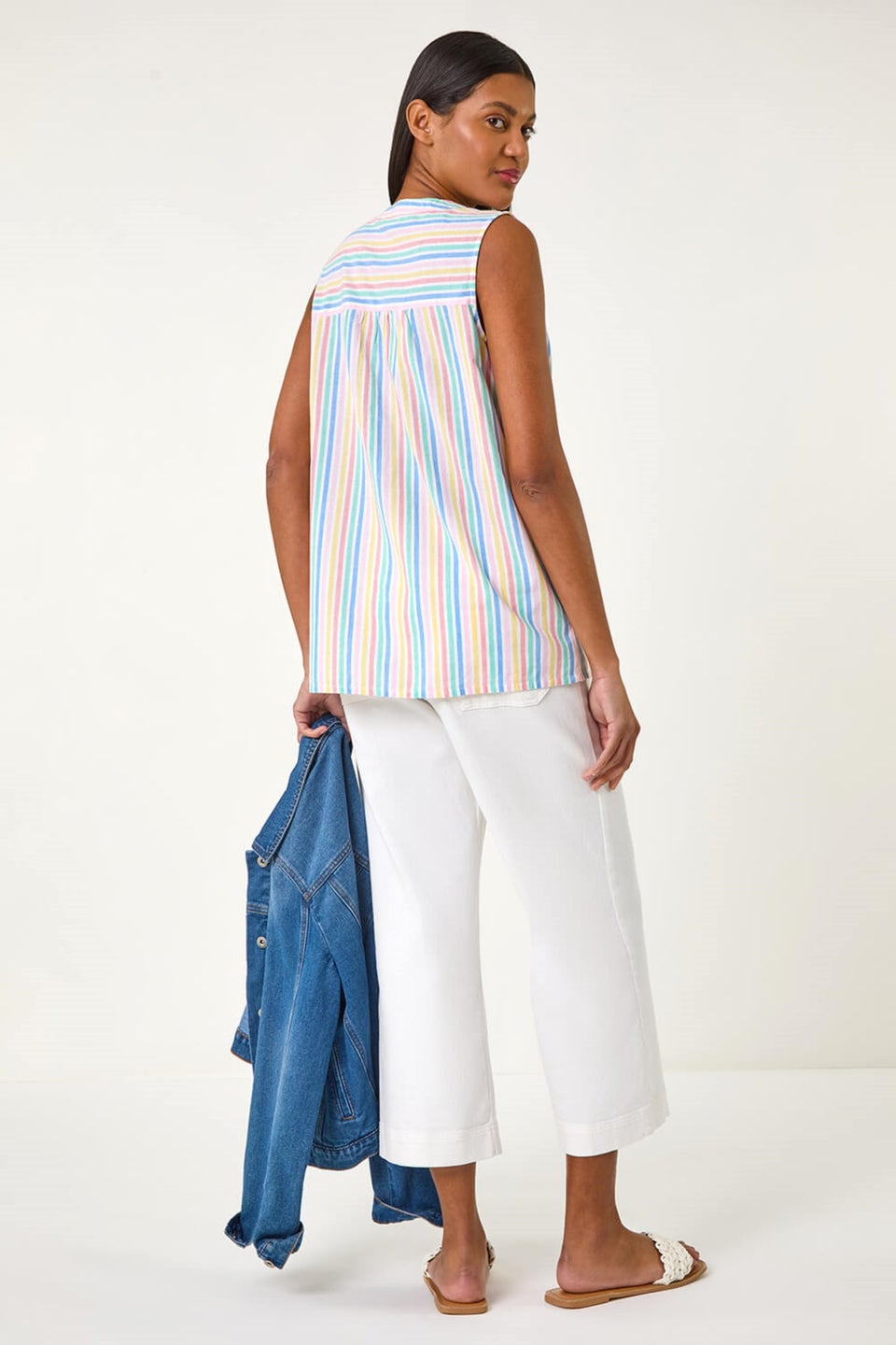 Roman Ivory Stripe V-Neck Vest Top