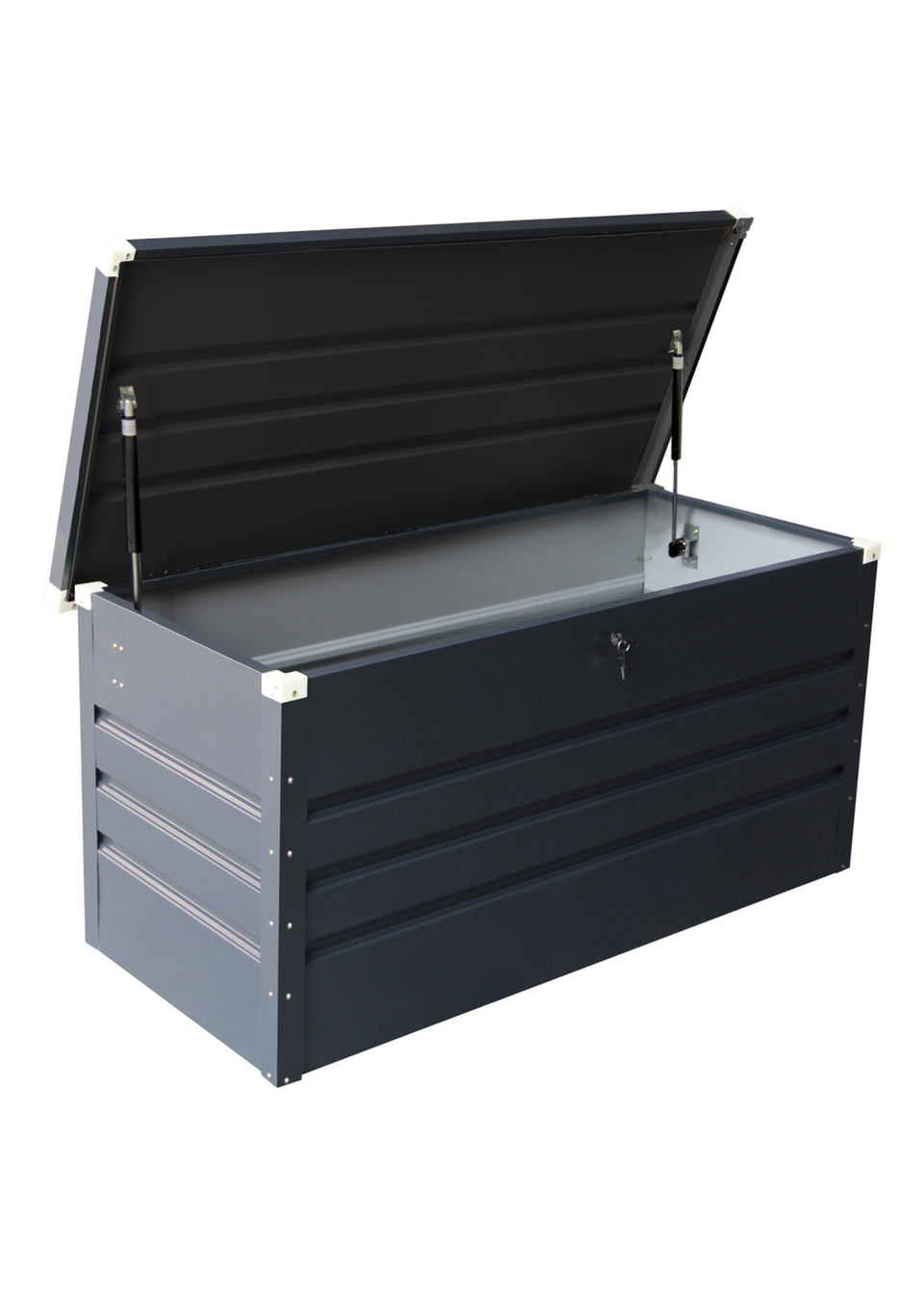 Charles Bentley Metal Storage Chest w/ Lock & Key Waterproof Seal Hydraulic Lid (H62cm x L132cm x W61cm)