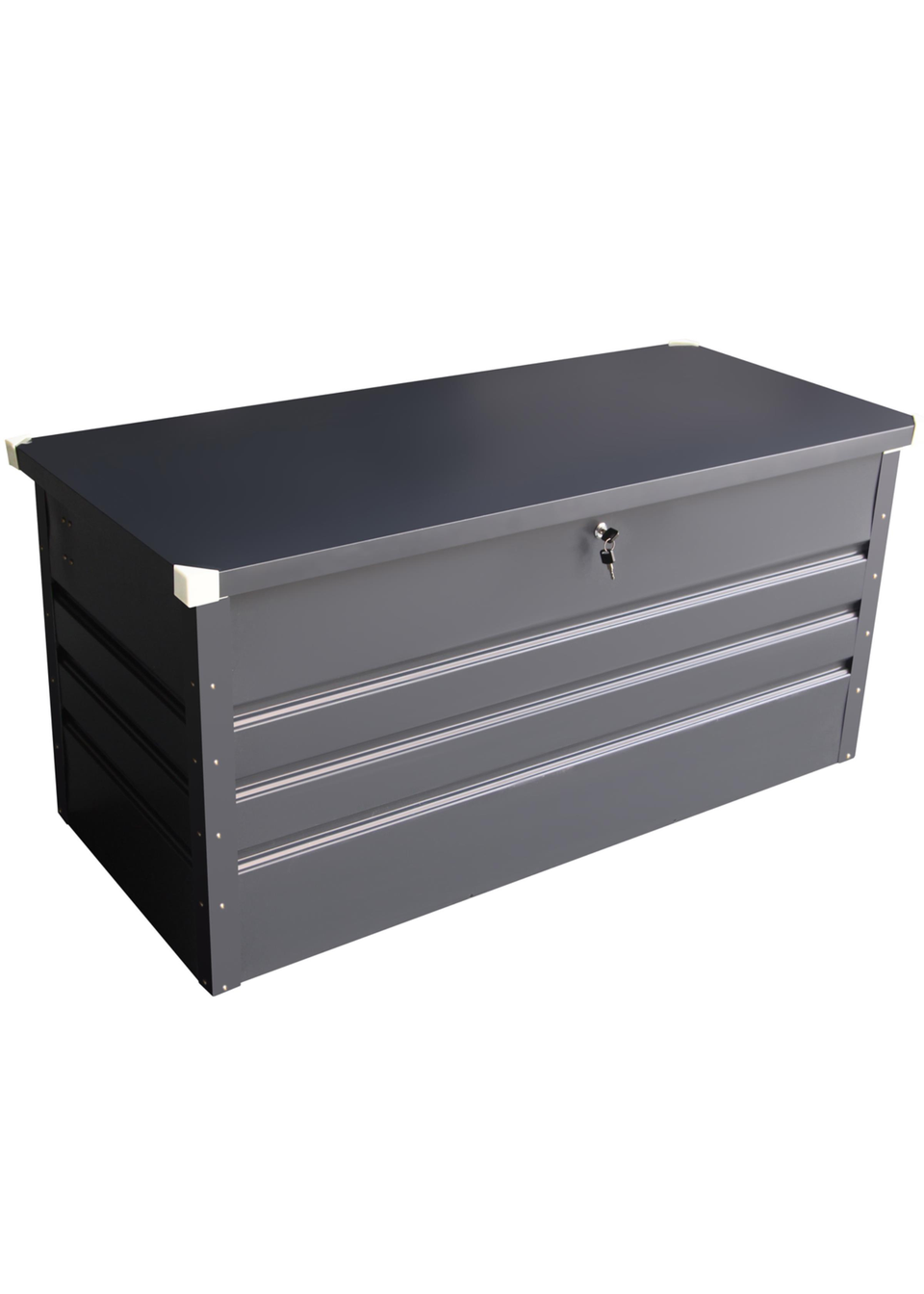 Charles Bentley Metal Storage Chest w/ Lock & Key Waterproof Seal Hydraulic Lid (H62cm x L132cm x W61cm)