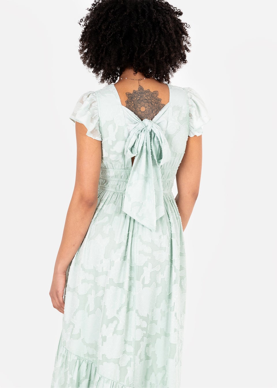 Lovedrobe Light Green Floral Faux Wrap Maxi Dress