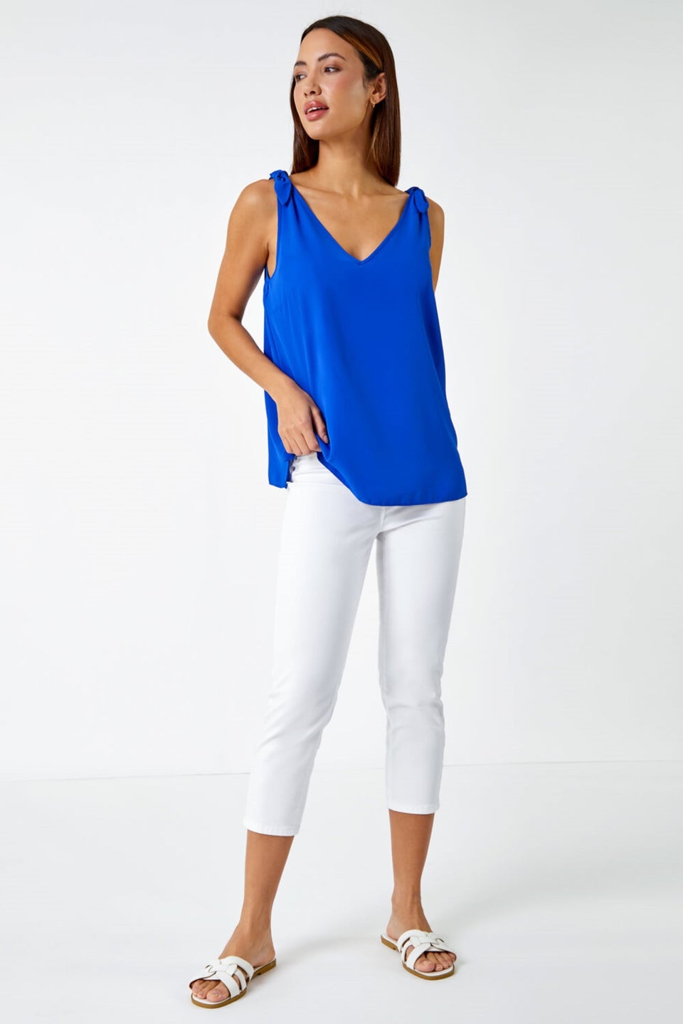 Roman Royal Blue Tie Detail Strap Cami Top