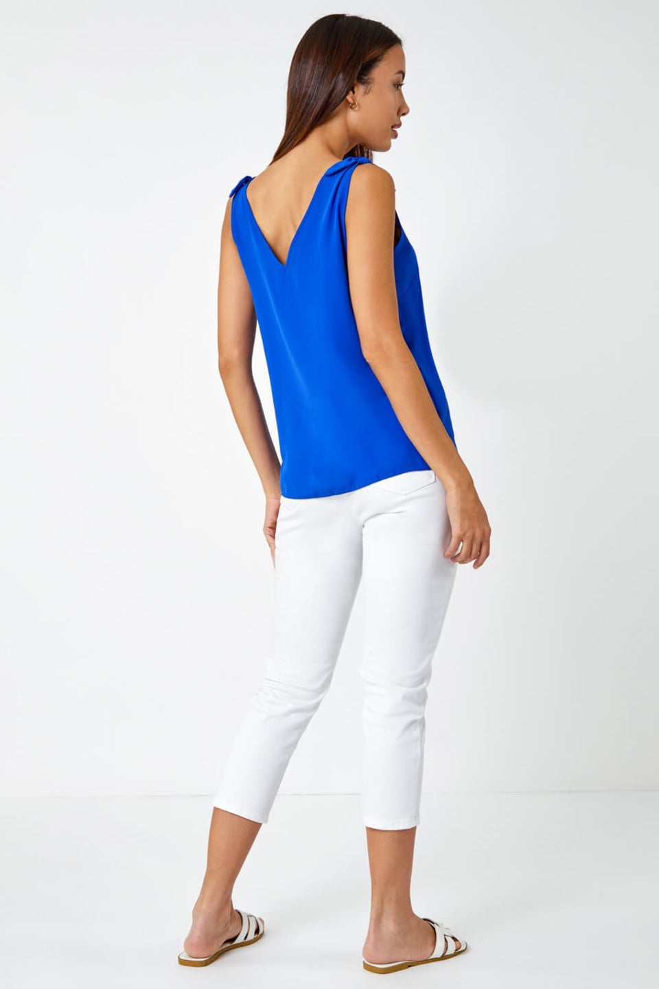 Roman Royal Blue Tie Detail Strap Cami Top
