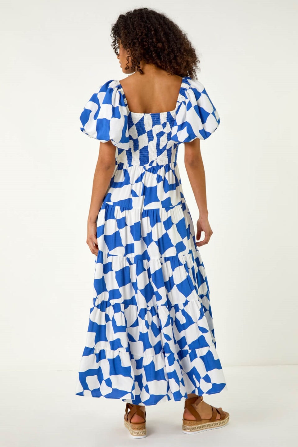 Dusk Blue Dusk Geo Print Tiered Dress