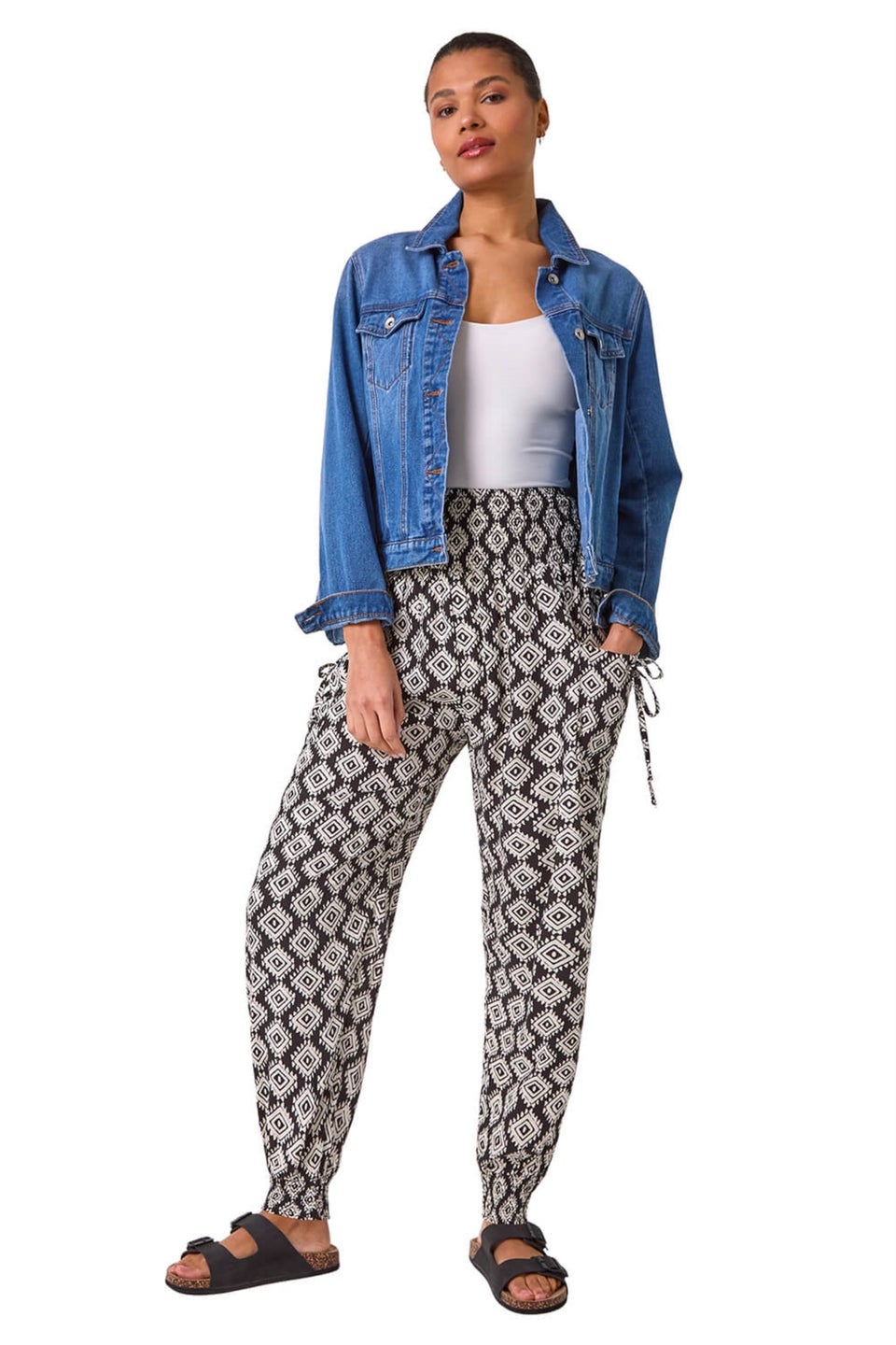 Roman Black Abstract Tie Pocket Trousers