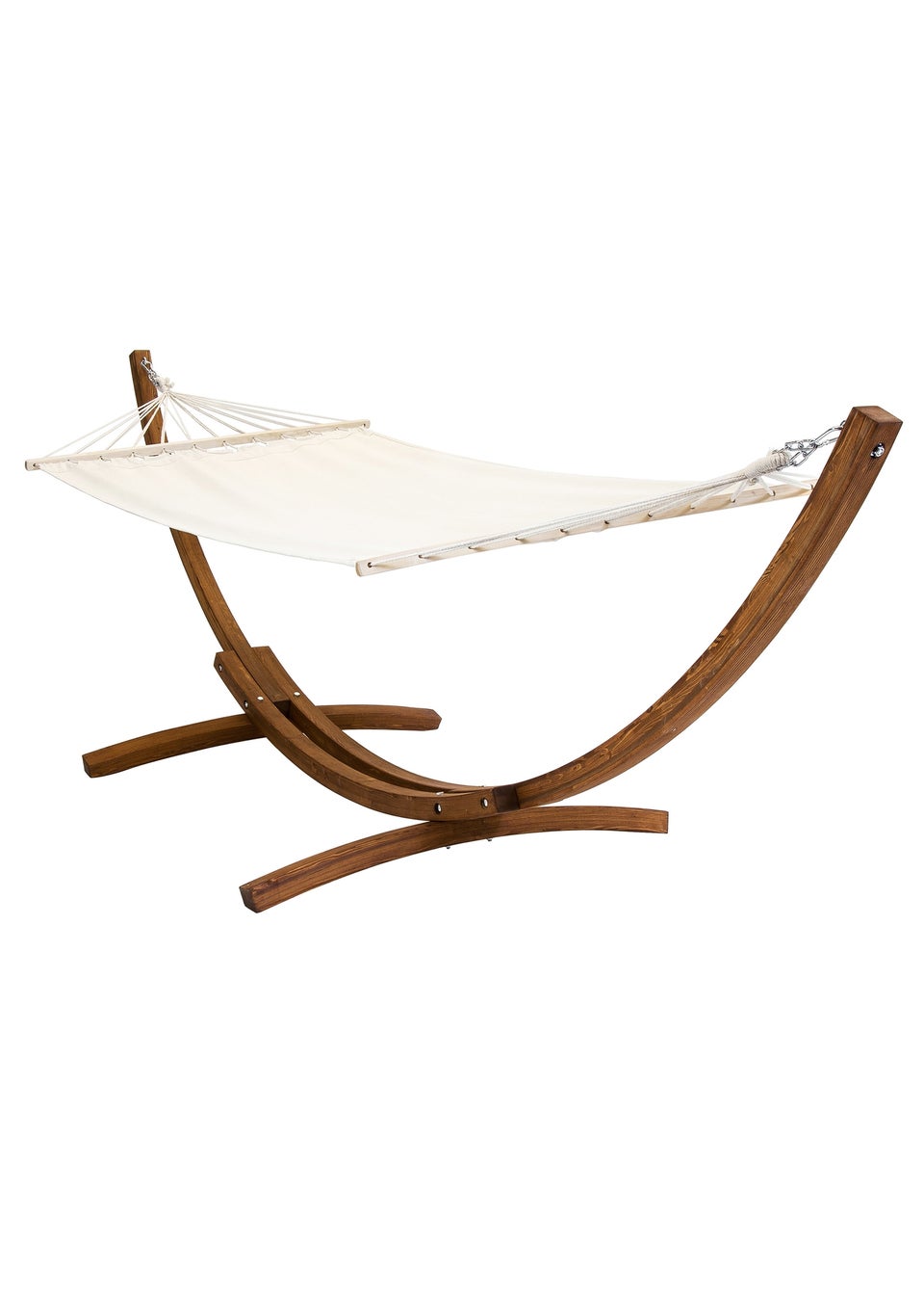 Charles Bentley 3M Garden Hammock With Wooden Arc Stand Cream (One Person)