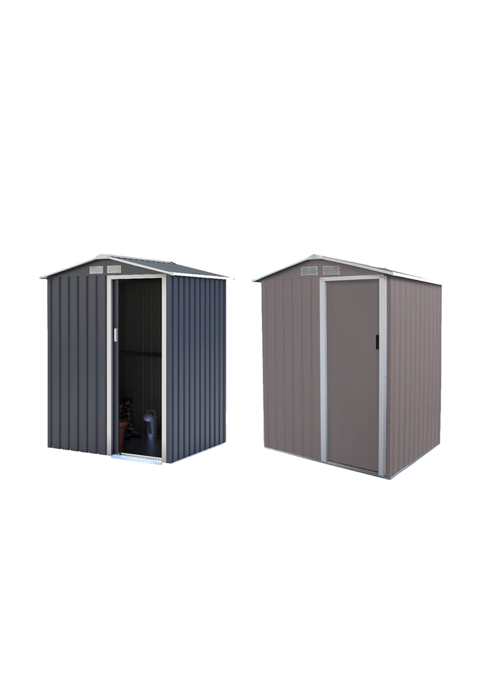 Charles Bentley 4.9ft x 4.3ft Metal Storage Shed Grey Small Apex
