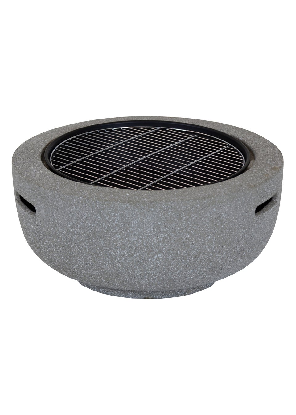 Charles Bentley Round Magnesia Fire Pit with Mesh Cover Cooking Grill