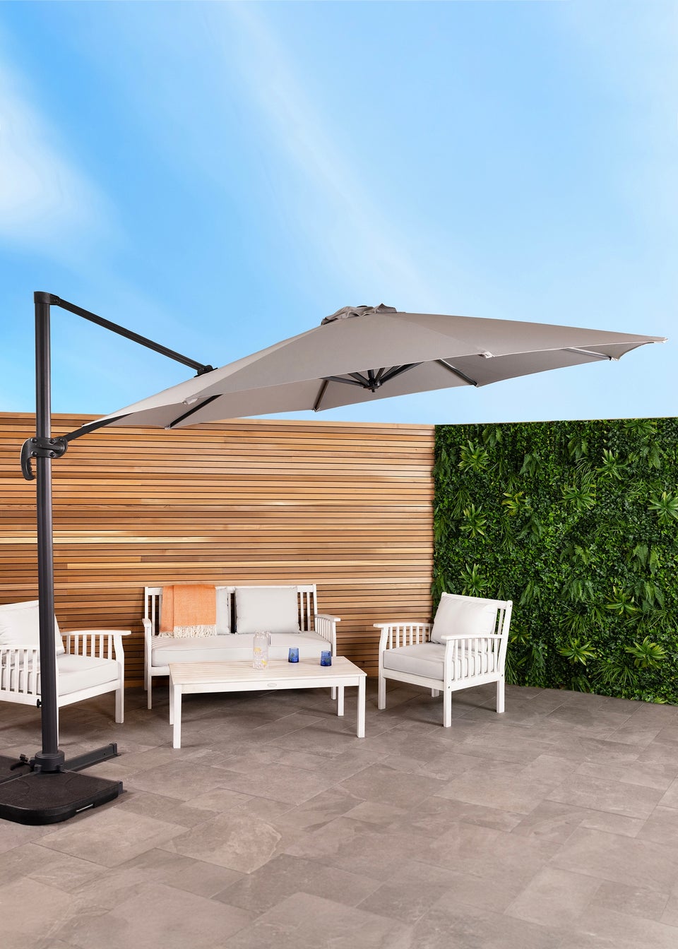 Charles Bentley X-Large Hanging Banana Cantilever Umbrella Parasol Grey