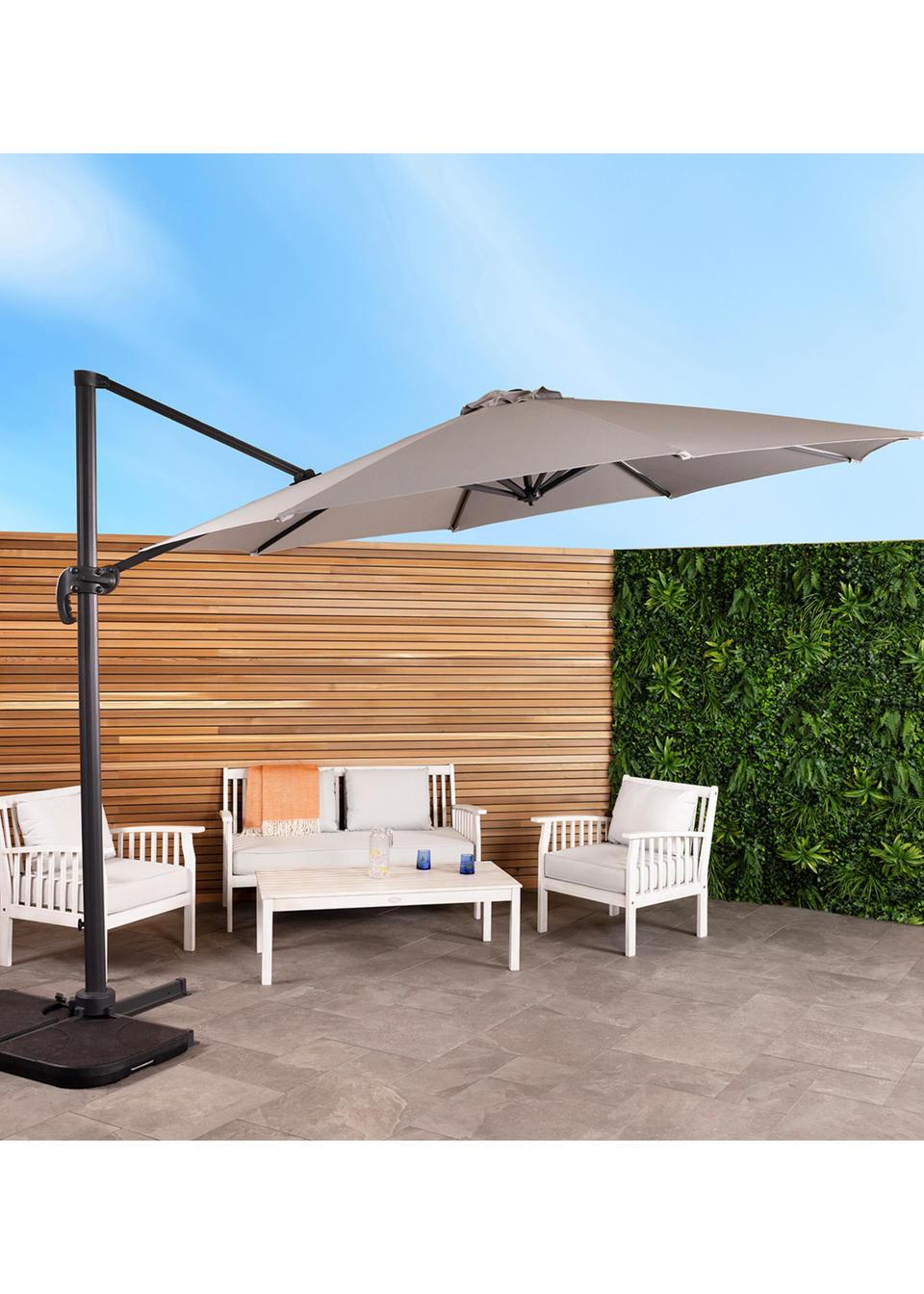Charles Bentley X-Large Hanging Banana Cantilever Umbrella Parasol Grey