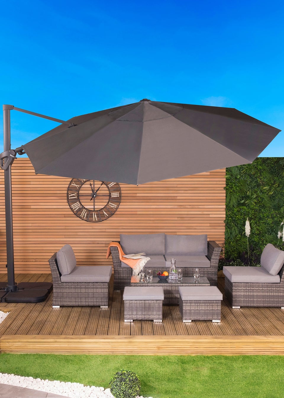 Charles Bentley  Premium Quality Cantilever Umbrella Parasol Grey