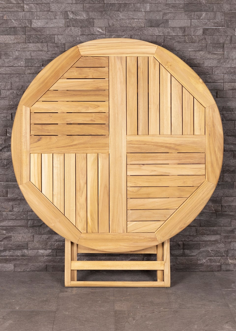 Charles Bentley 2-4 Seater Solid Wooden Teak Round Table Garden Foldable Patio