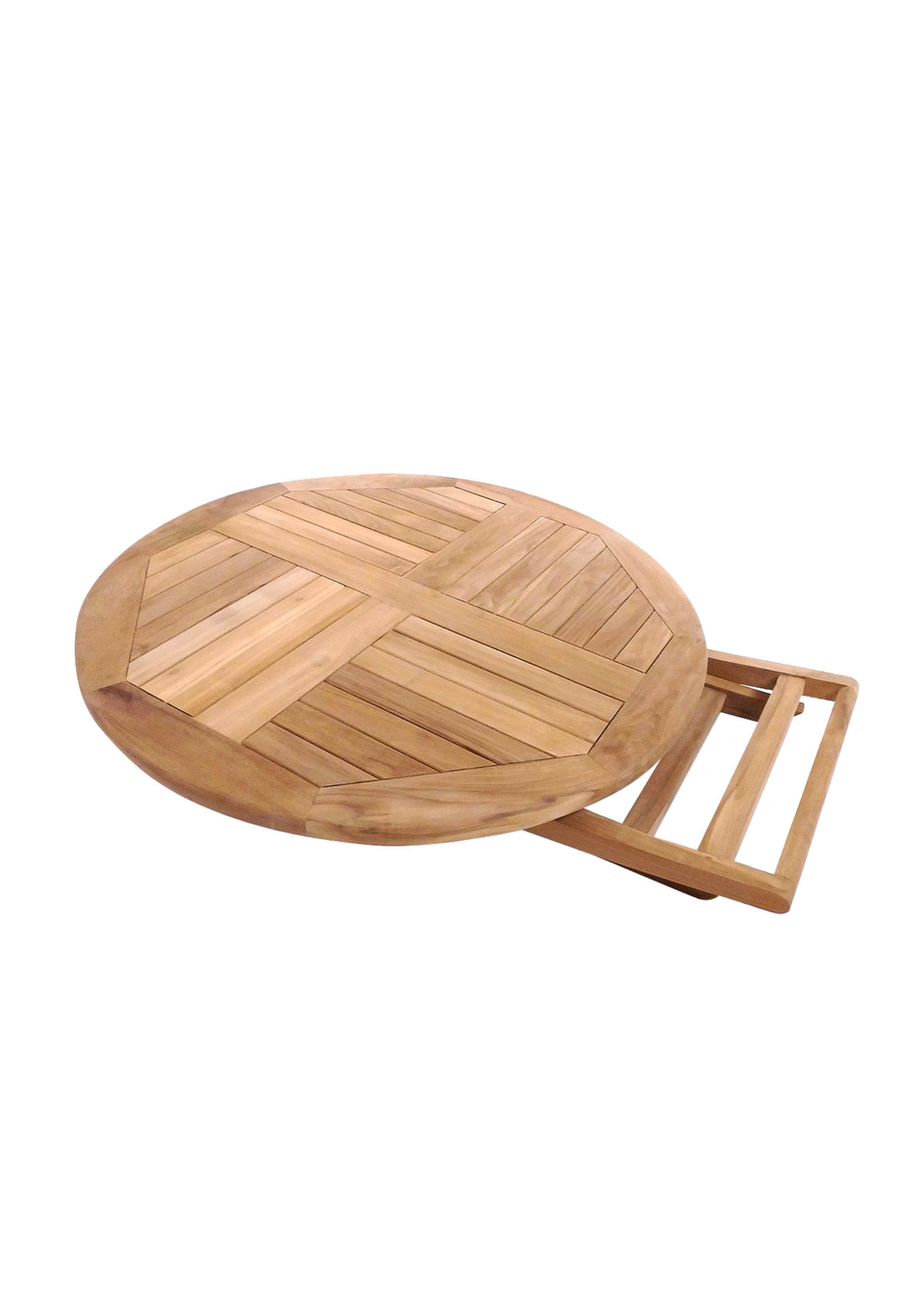 Charles Bentley 2-4 Seater Solid Wooden Teak Round Table Garden Foldable Patio