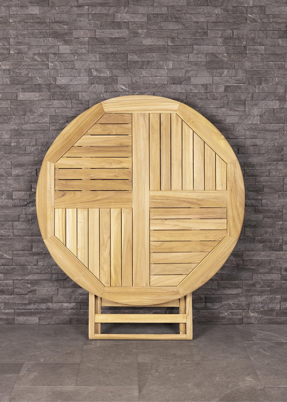 Charles Bentley 2-4 Seater Solid Wooden Teak Round Table Garden Foldable Patio