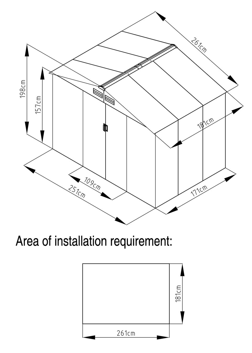 Charles Bentley Grey Metal Garden Storage Shed Zinc Floor Frame (W8ft x D6ft)