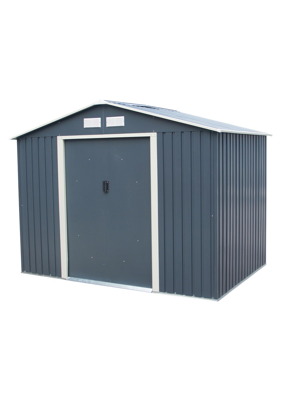 Charles Bentley Grey Metal Garden Storage Shed Zinc Floor Frame (W8ft x D6ft)