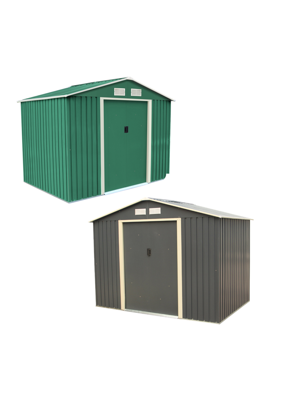 Charles Bentley Grey Metal Garden Storage Shed Zinc Floor Frame (W8ft x D6ft)