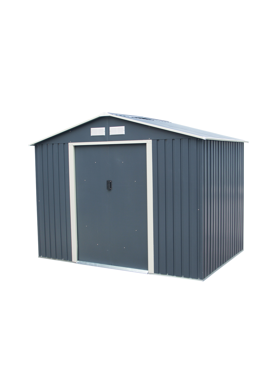Charles Bentley Grey Metal Garden Storage Shed Zinc Floor Frame (W8ft x D6ft)