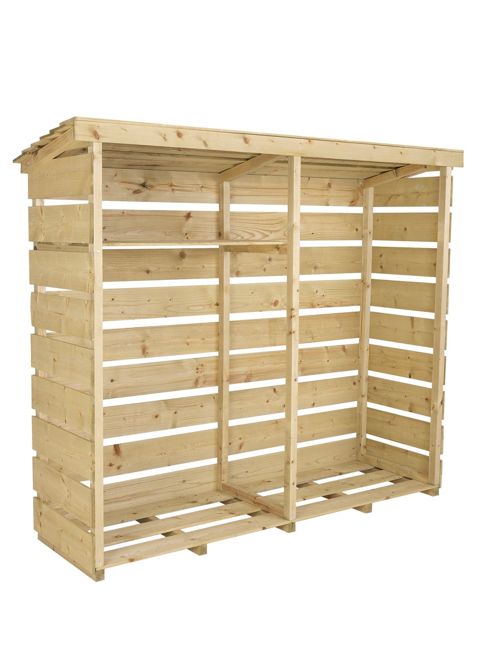 Charles Bentley FSC Nordic Spruce Wood Double Log Store Firewood Storage Heavy