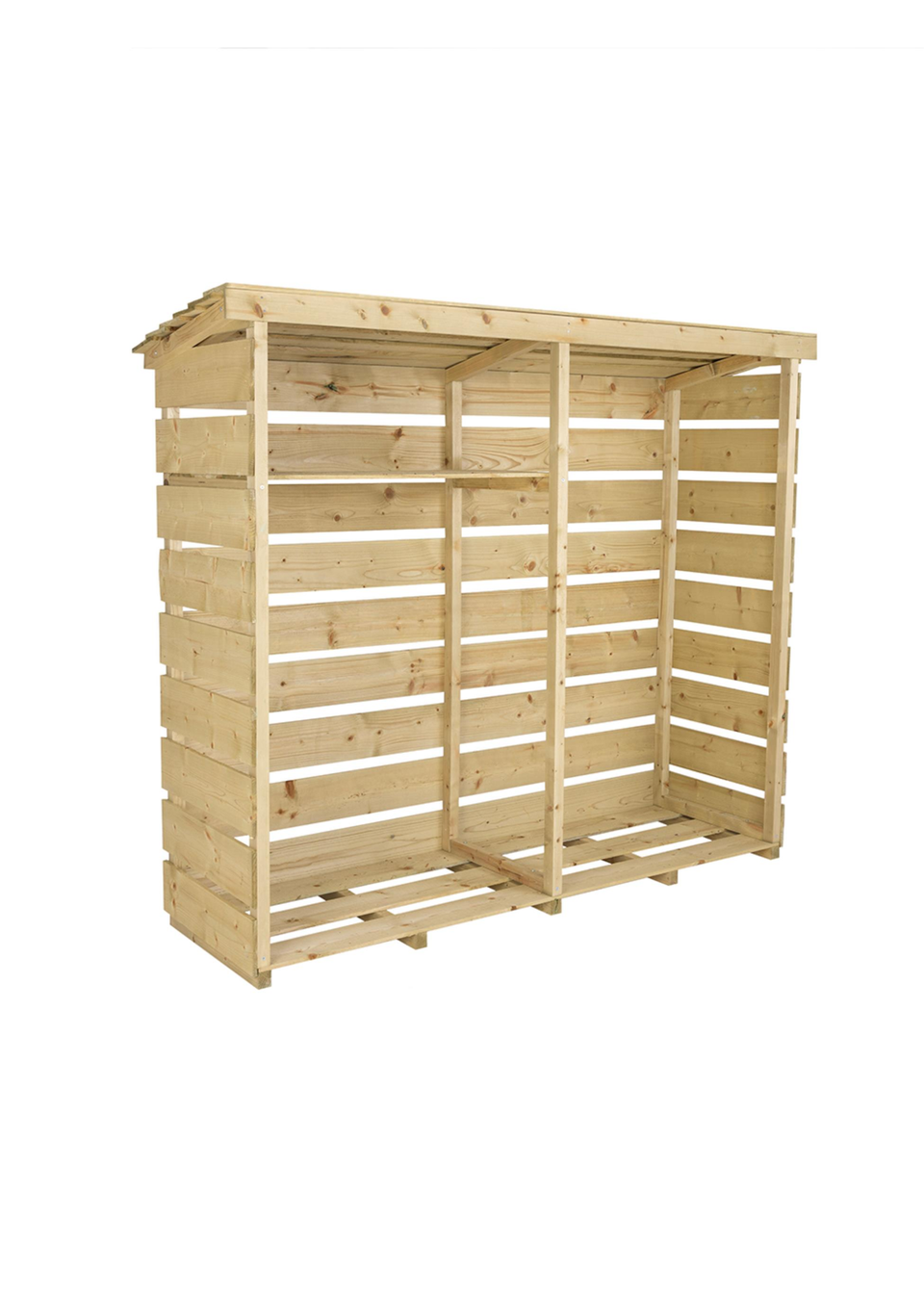 Charles Bentley FSC Nordic Spruce Wood Double Log Store Firewood Storage Heavy