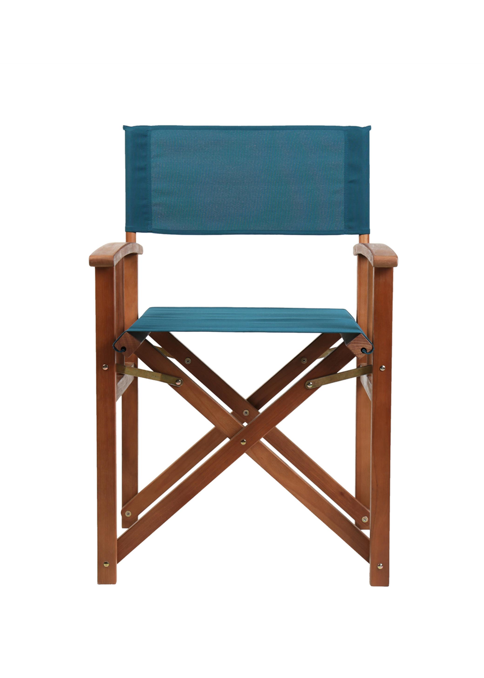 Charles Bentley FSC Wooden Pair of Folding Directors Chairs Teal Pop-Up Garden
