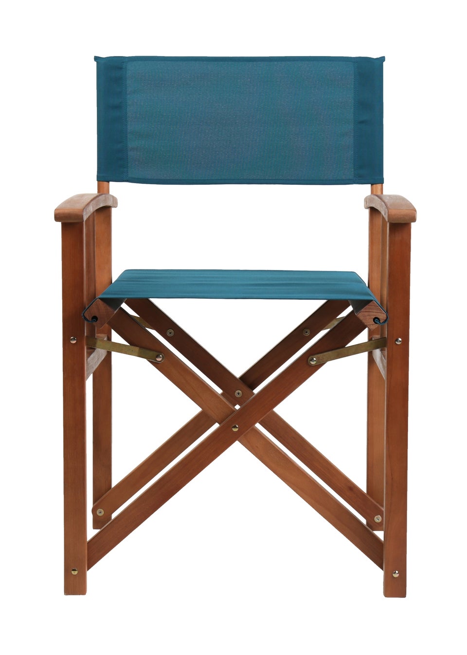 Charles Bentley FSC Wooden Pair of Folding Directors Chairs Teal Pop-Up Garden