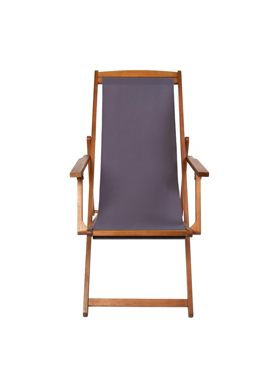 Charles Bentley Folding FSC Eucalyptus Wooden Deck Chair Beach Sun Lounger Grey