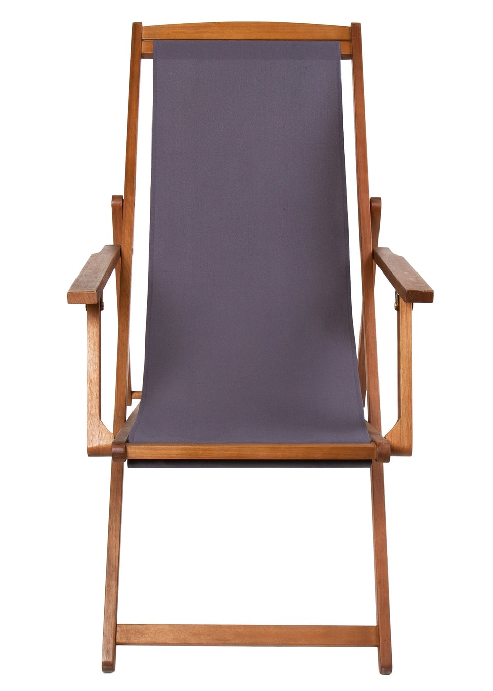 Charles Bentley Folding FSC Eucalyptus Wooden Deck Chair Beach Sun Lounger Grey