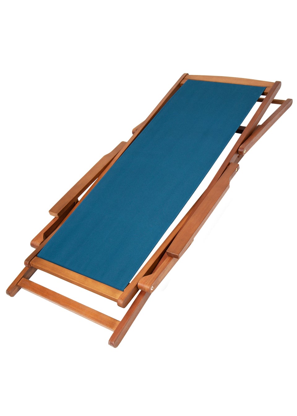 Charles Bentley Folding FSC Eucalyptus Wooden Deck Chair Beach Sun Lounger Teal