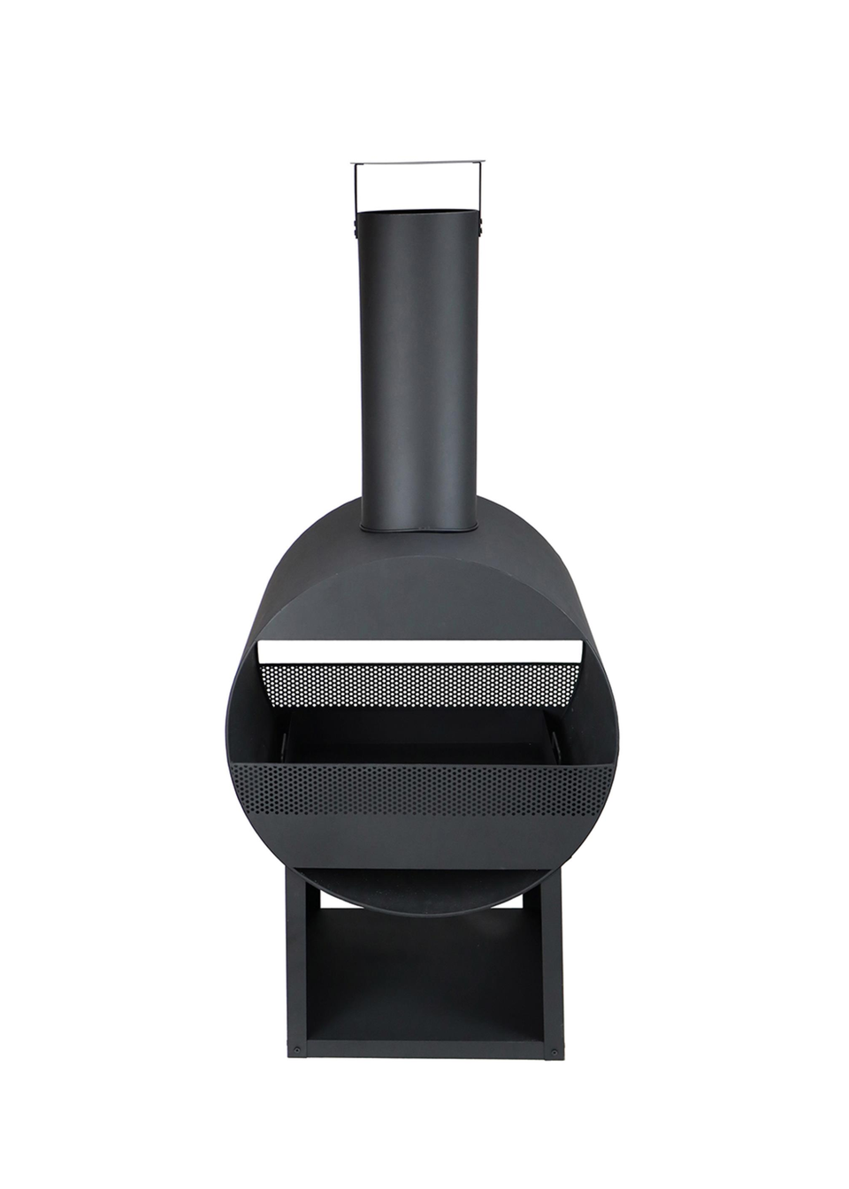 Charles Bentley Black Powder Coated Steel Modern Patio Heater Chimenea