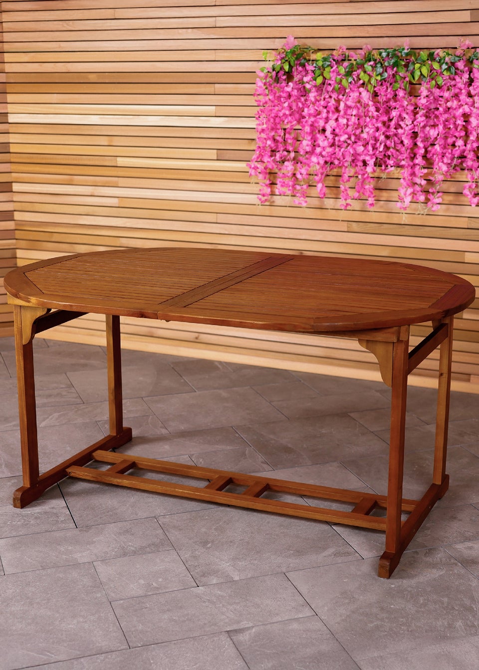 Charles Bentley FSC Acacia Hardwood Oval Extendable Table (H74cm x W150-200cm x D100cm)