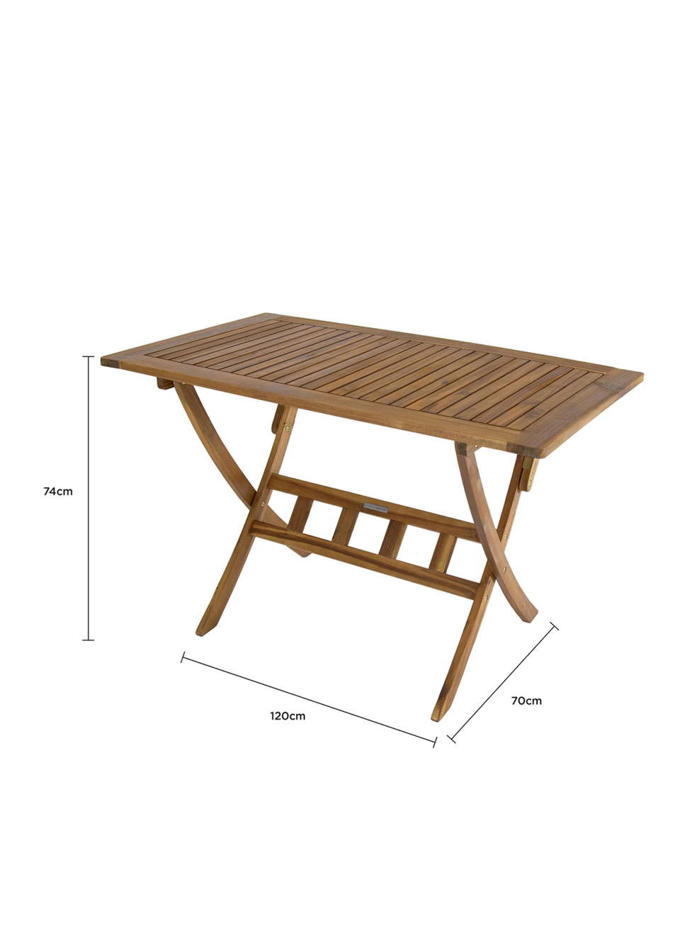 Charles Bentley FSC Acacia Hardwood Rectangular Folding Table (H74cm x W120cm x D70cm)