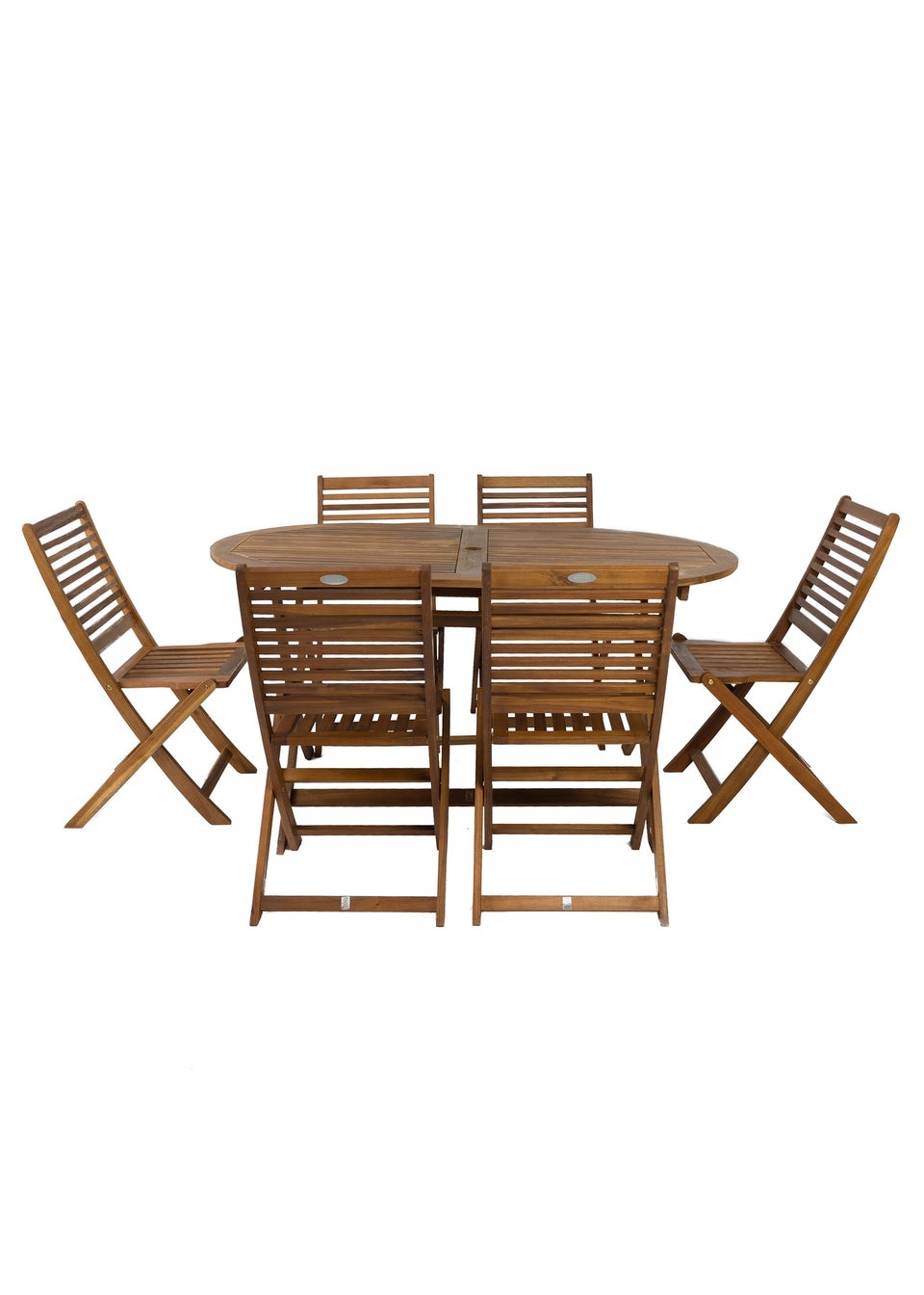 Charles Bentley FSC Acacia Wooden Furniture Patio Oval Table & 6 Chairs (7 Piece)