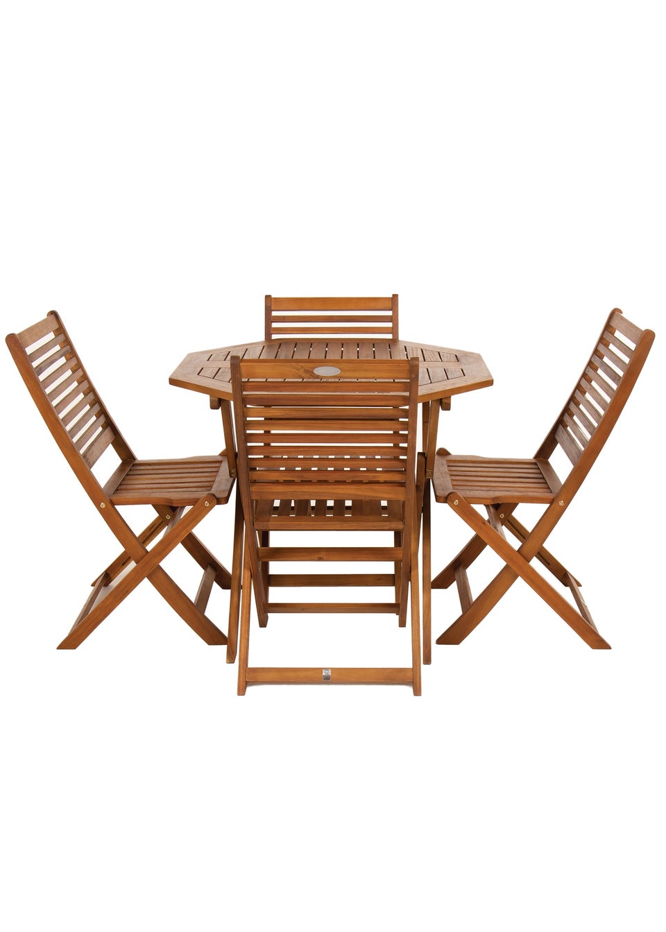 Charles Bentley FSC Acacia Wooden Octagonal Table & Chairs Set (5 Piece)