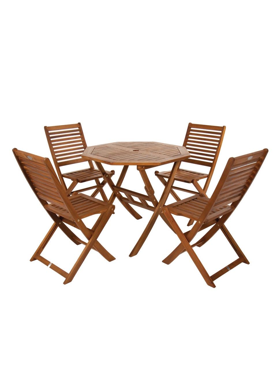 Charles Bentley FSC Acacia Wooden Octagonal Table & Chairs Set (5 Piece)