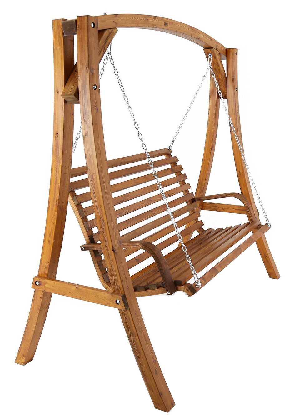 Charles Bentley 2-3 Seater Larch Wooden Garden Outdoor Swing Seat Bench Hammock
