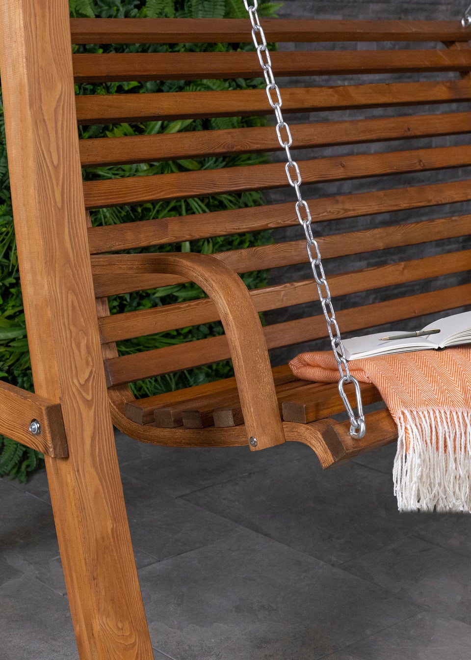 Charles Bentley 2-3 Seater Larch Wooden Garden Outdoor Swing Seat Bench Hammock