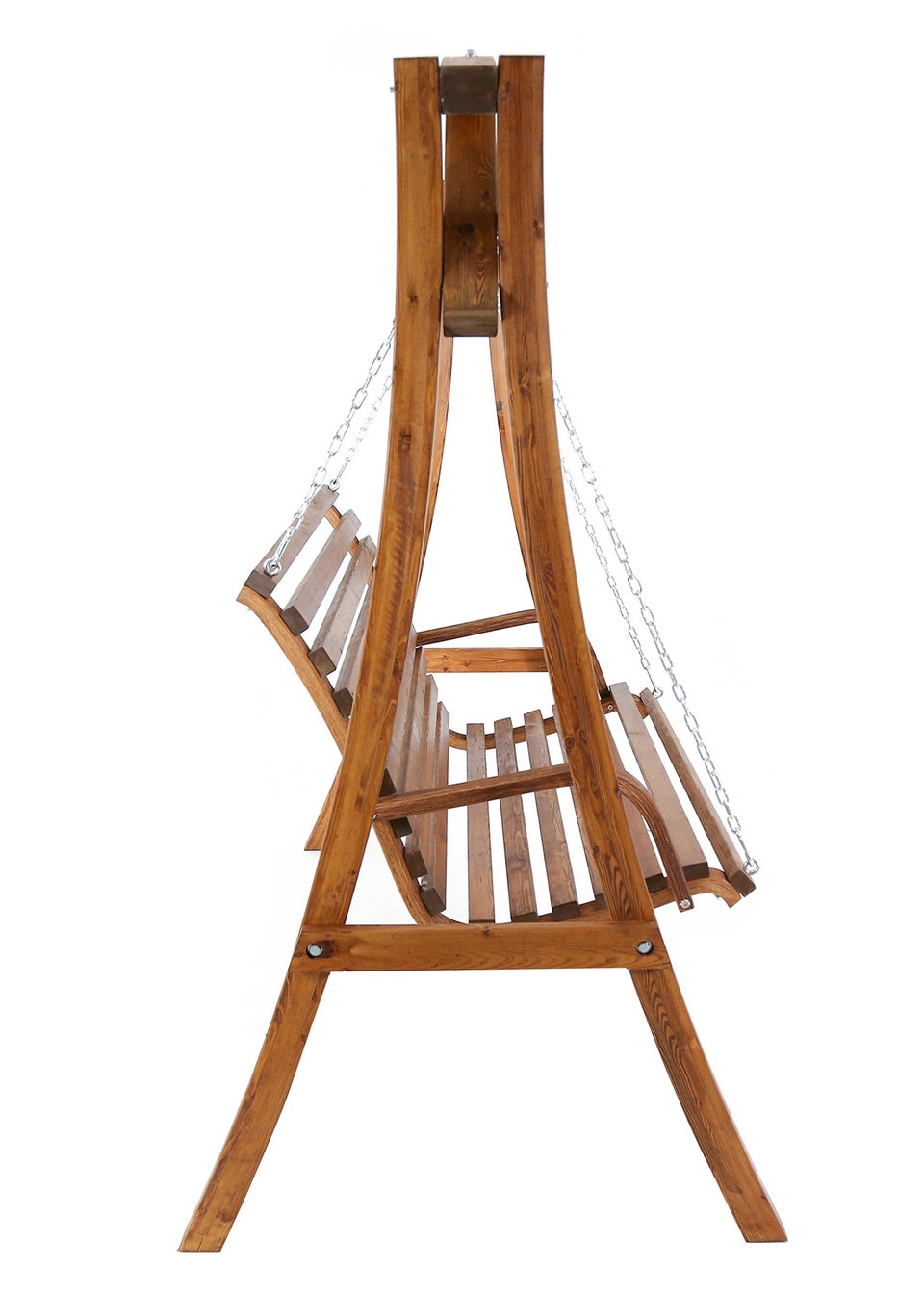 Charles Bentley 2-3 Seater Larch Wooden Garden Outdoor Swing Seat Bench Hammock