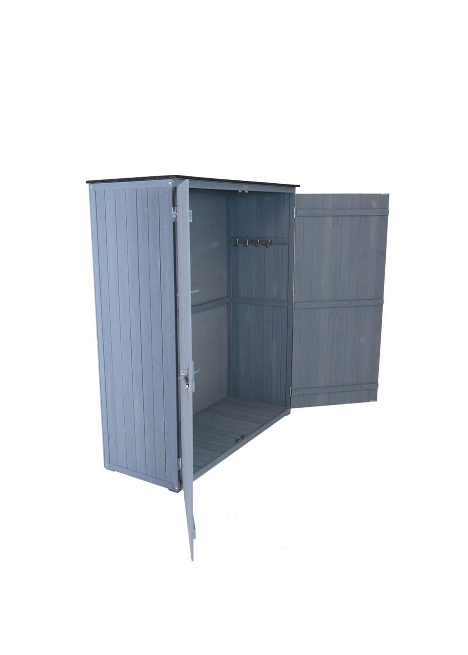 Charles Bentley FSC Garden Chest Storage Shed Grey Wooden (H155cm x L55cm x W138cm)