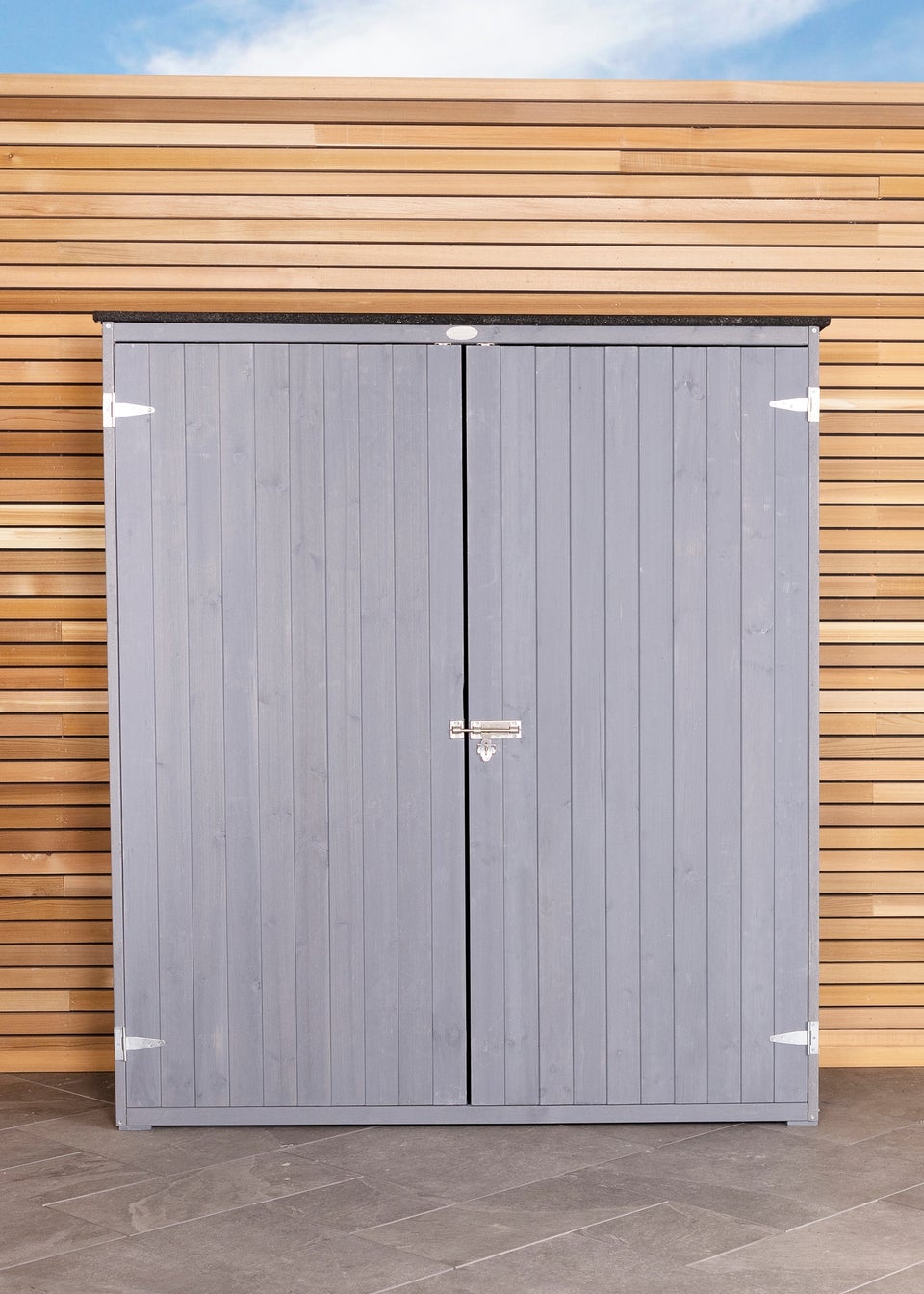 Charles Bentley FSC Garden Chest Storage Shed Grey Wooden (H155cm x L55cm x W138cm)