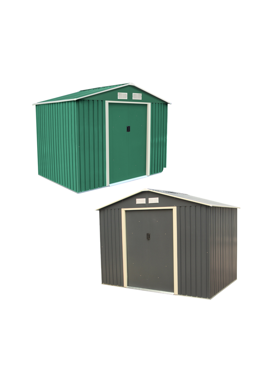 Charles Bentley Green Metal Garden Storage Shed Zinc Floor Frame (W8ft x D6ft)