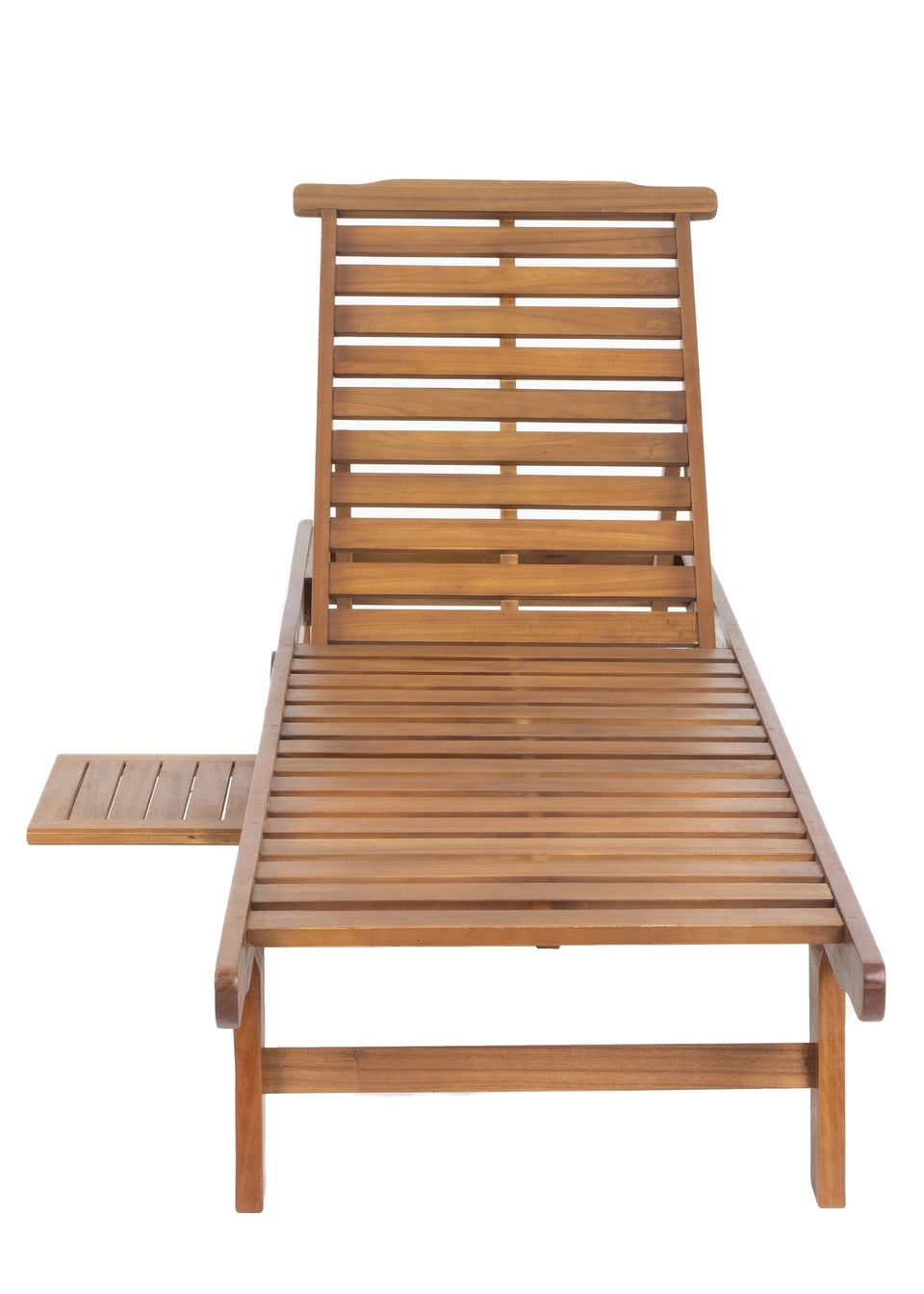 Charles Bentley FSC Acacia Wooden Reclining Sun Lounger With Pull Out Tray