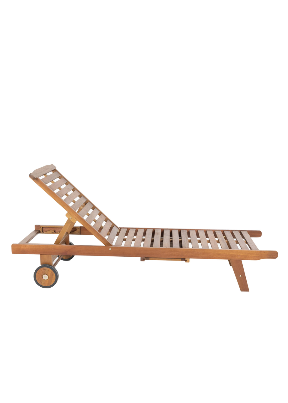 Charles Bentley FSC Acacia Wooden Reclining Sun Lounger With Pull Out Tray