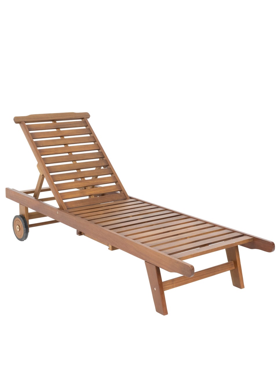 Charles Bentley FSC Acacia Wooden Reclining Sun Lounger With Pull Out Tray