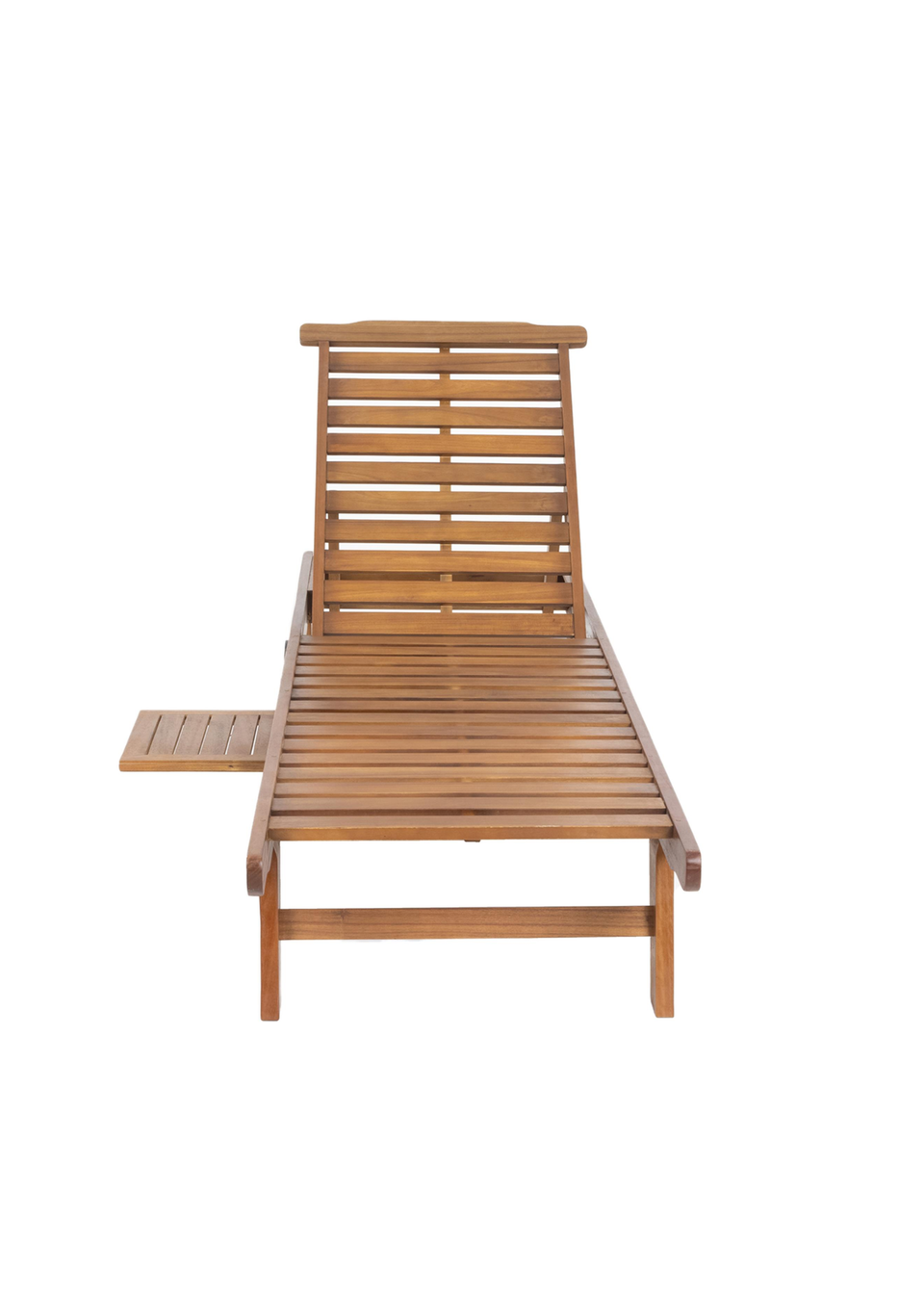Charles Bentley FSC Acacia Wooden Reclining Sun Lounger With Pull Out Tray
